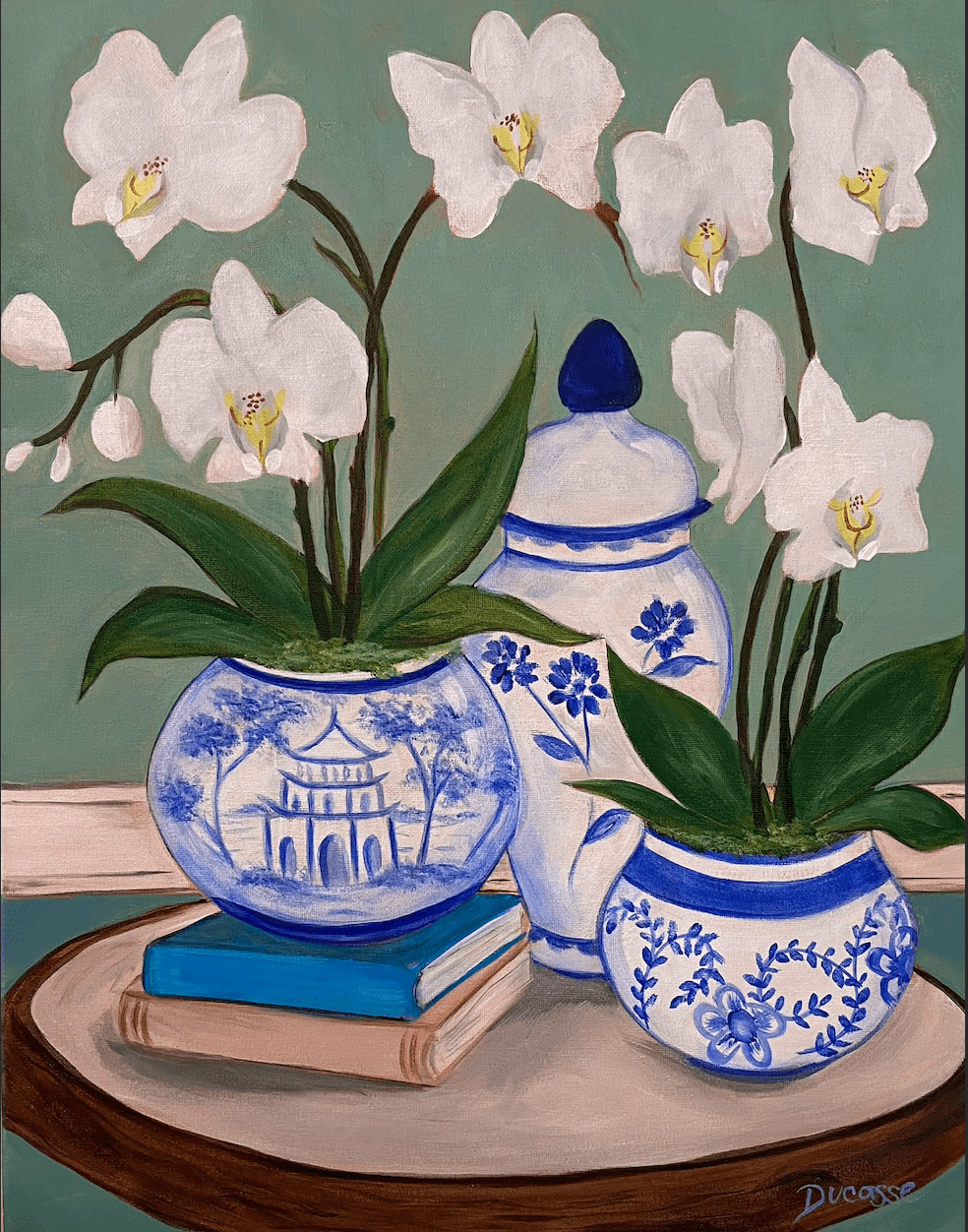 Orchids in Blue & White Chinoiserie
