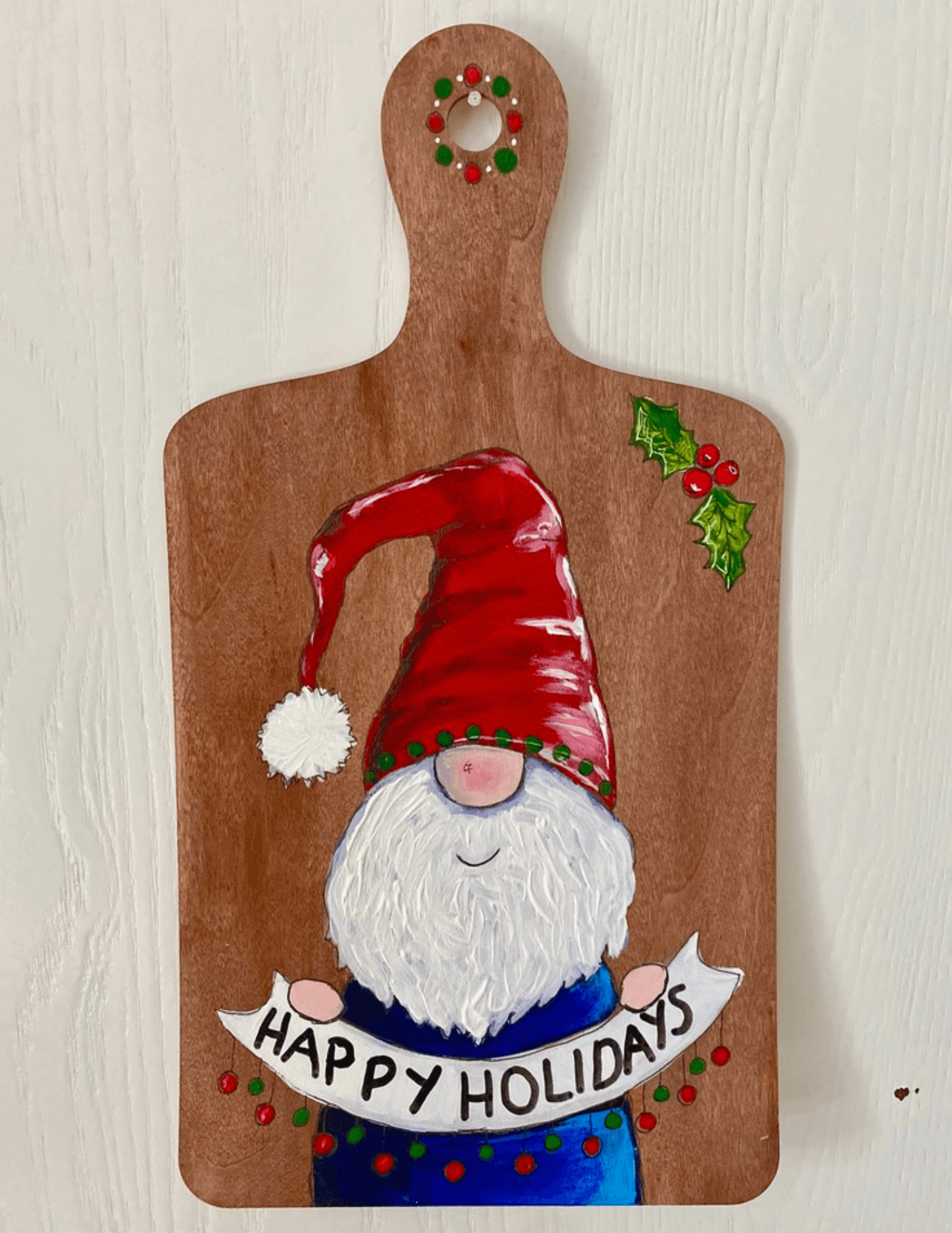 Happy Holidays Gnome: 12" Decorative Cutting Board