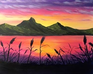 Alberta Mountain Sunset — Painting